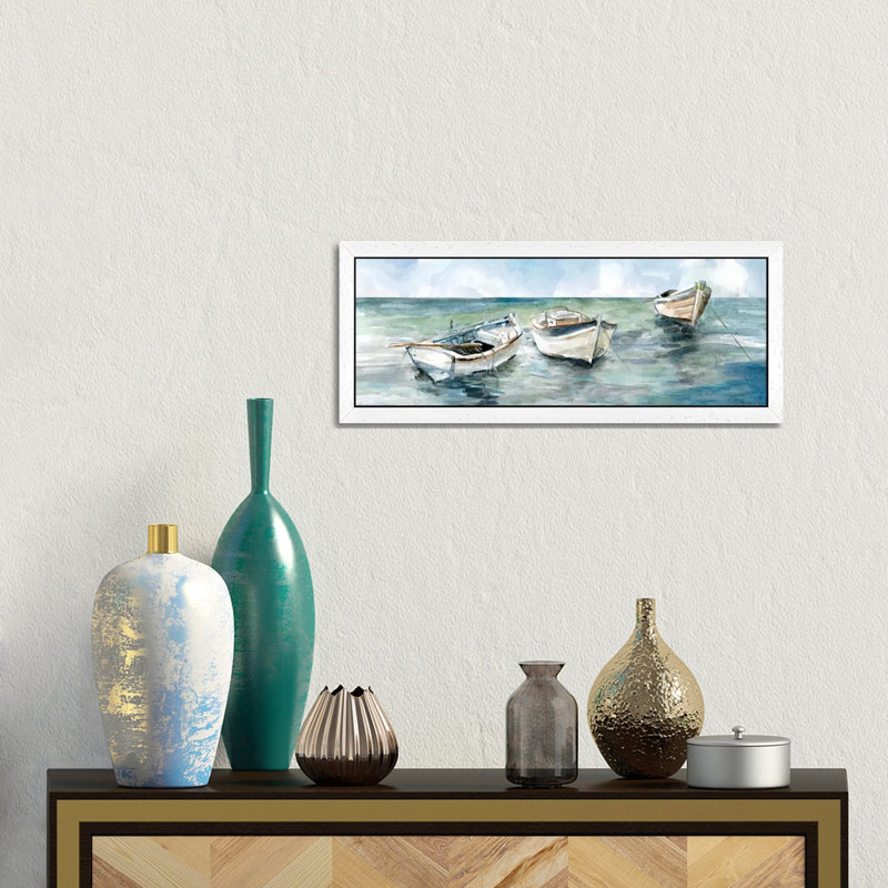 Caught At Low Tide II by Carol Robinson - Panoramic Painting on Canvas, 182.88 cm H x 60.96 cm W, White Framed