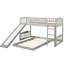 Lit simple gris au-dessus d'un lit superposé avec glissade - Fabrication en bois massif et solide