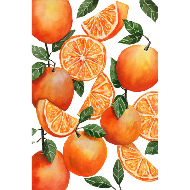 " Oranges " by Leah Tedesco, Maple Single Picture Framed Paper, No, 36" H x 24" W