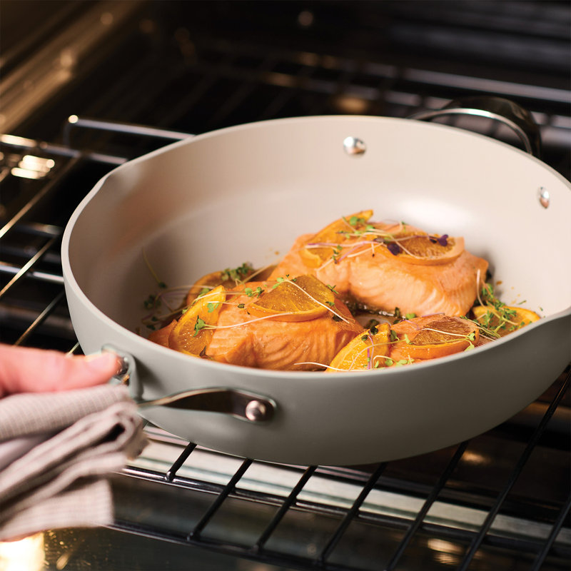 Aluminum Non-Stick Frying Pan Set, Beige