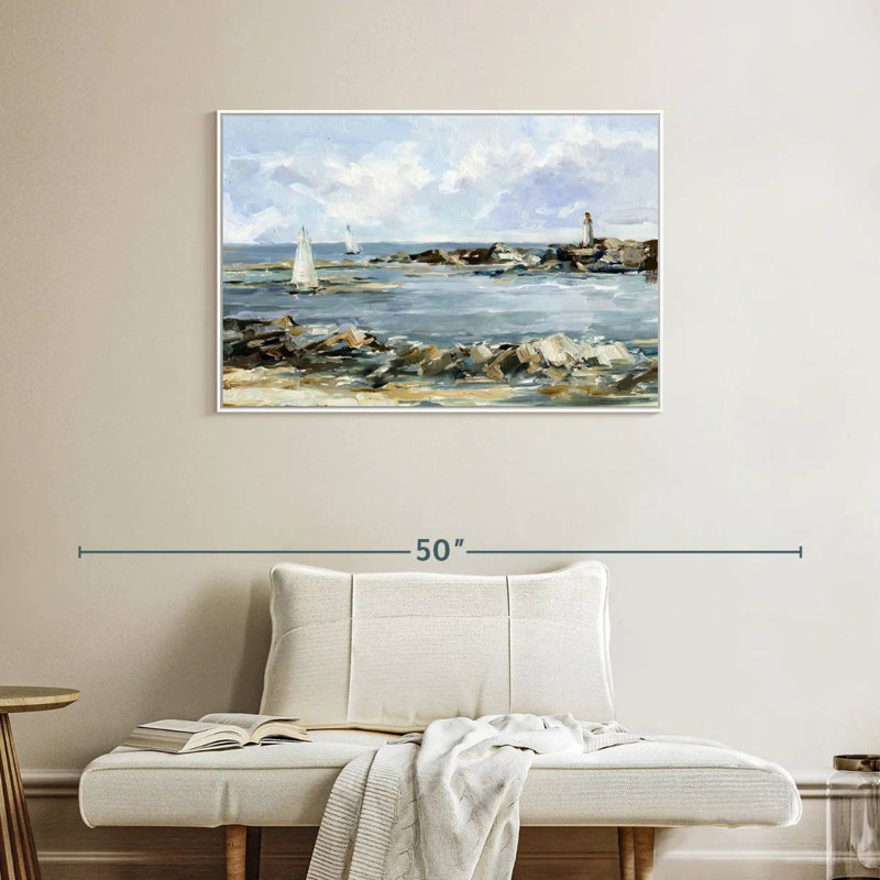 Rocky Shore Coastline I, Floating Frame White, 37" X 25"