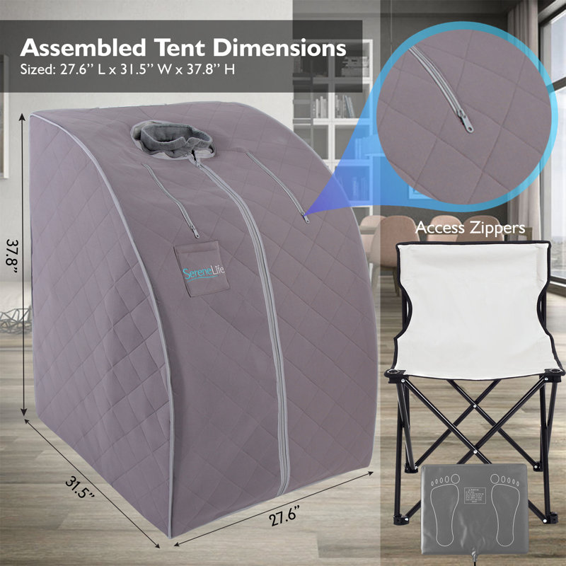 Gray Portable Infrared Sauna with Heating Foot Pad and Chair
