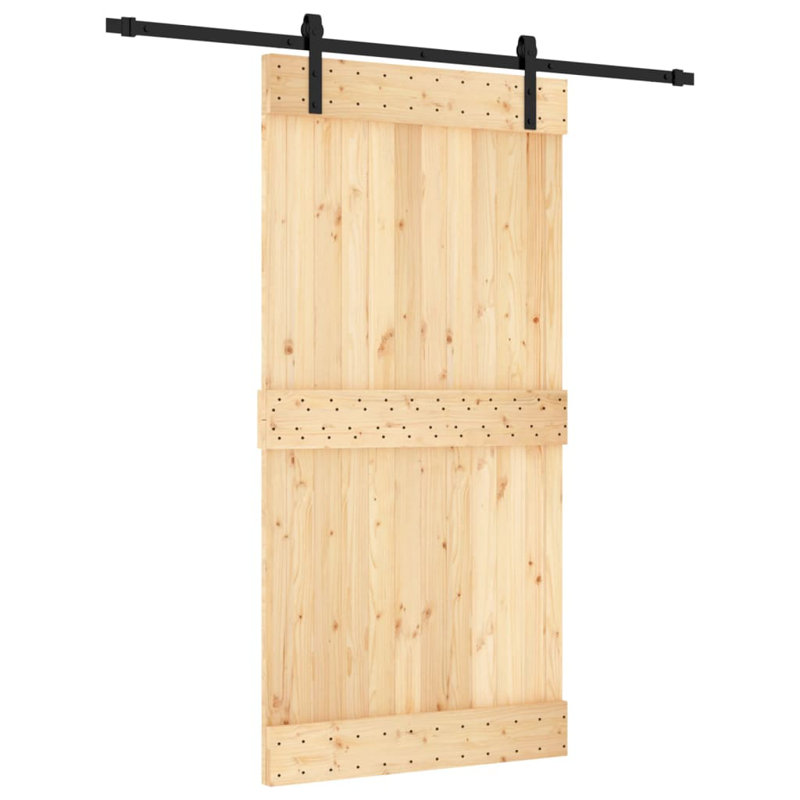Porte coulissante avec quincaillerie Vidaxl, 39,4 po x 82,7 po, Noir/naturel
