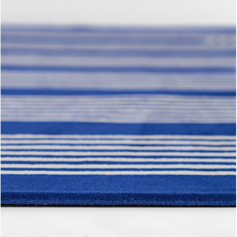 Simba Hand Tufted Wool Geometric Area Rug in Blue, Rectangle 8' x 10'