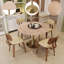  Table de salle à manger 35 "Bristol avec plateau en panneau de fibres à densité moyenne et base en acier inoxydable doré - 4 à 6 personnes pour la cuisine et la salle à manger Bristol-128501558-134472085