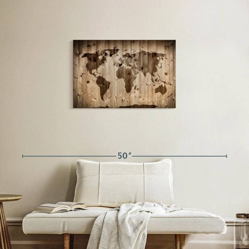 Carte du monde en bois Aliaz, H 20 po x l 30 po