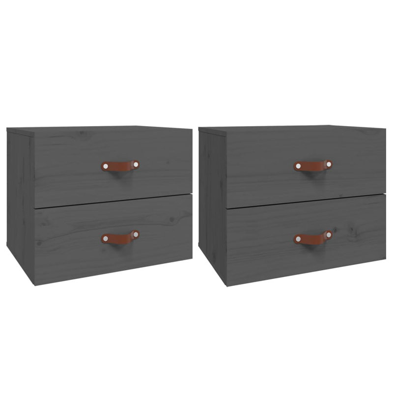 Uckfield 50cm W Solid Wood Bedside Table, Grey