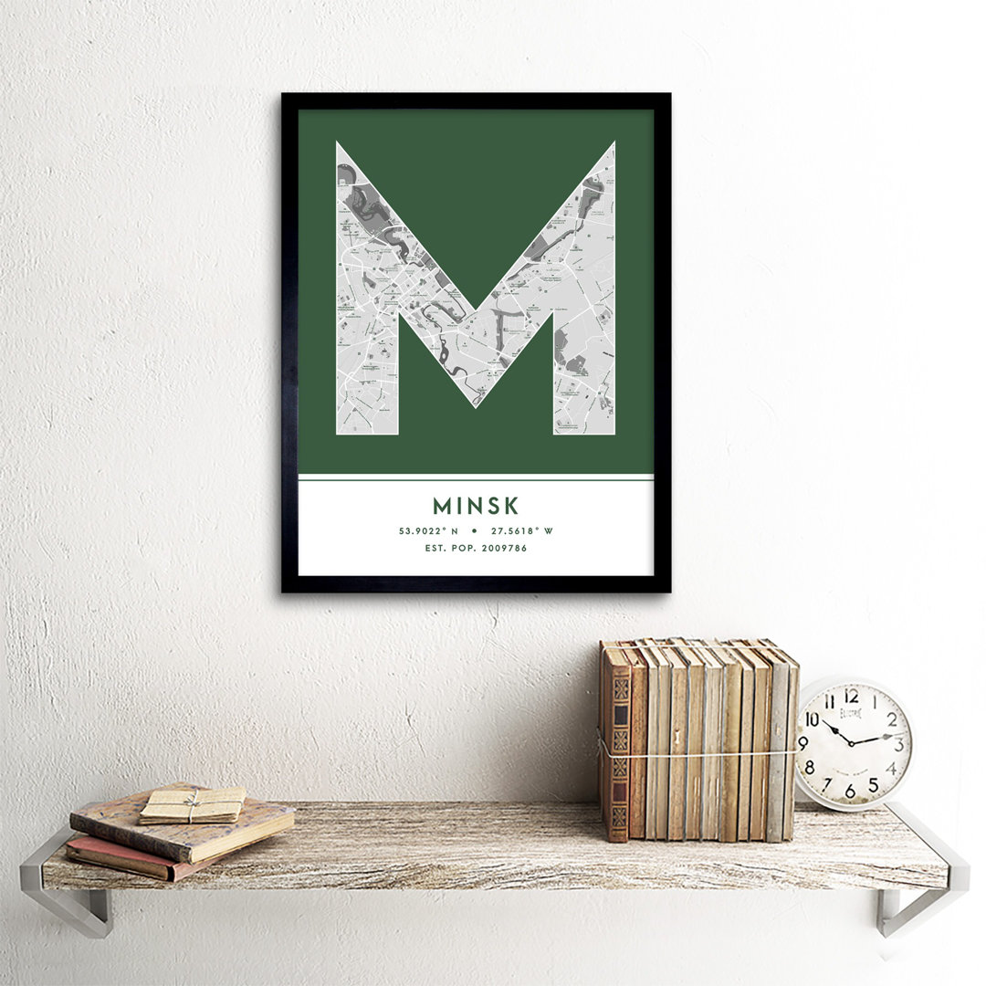 Minsk Belarus City Map - Single Picture Frame Typography