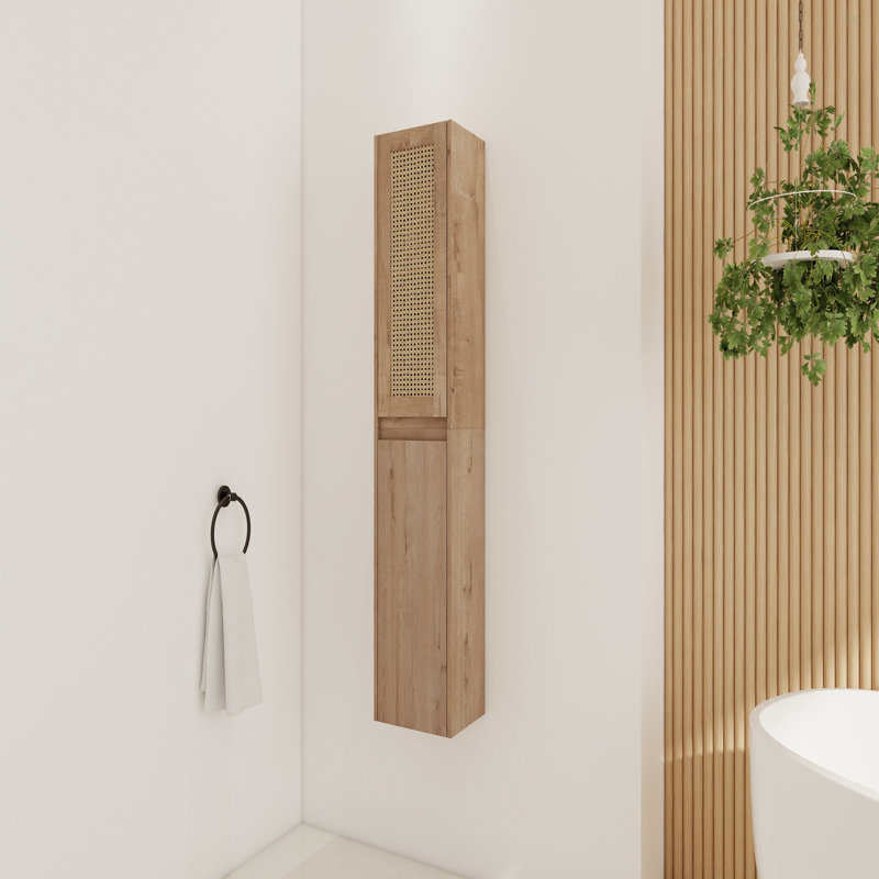 12" Bathroom Side Cabinet,Soft Close Doors,Float Mounting Design