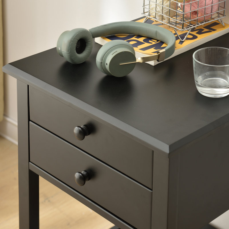 Adaryl 17.7'' W Solid Wood Nightstand, Black