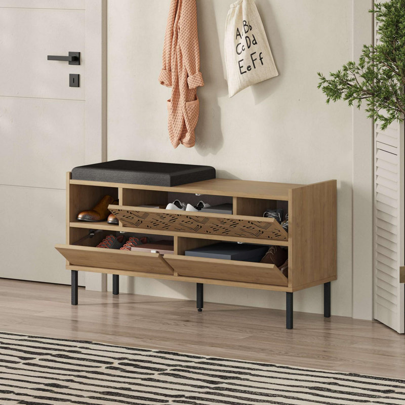 Baneen 8 Pair Shoe Storage Cabinet, Sapphire/Oak