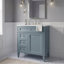 Meuble-lavabo bleu 30 po avec lavabo supérieur, meuble-lavabo moderne simple à 2 tiroirs et tiroir basculant-130933843-130933846