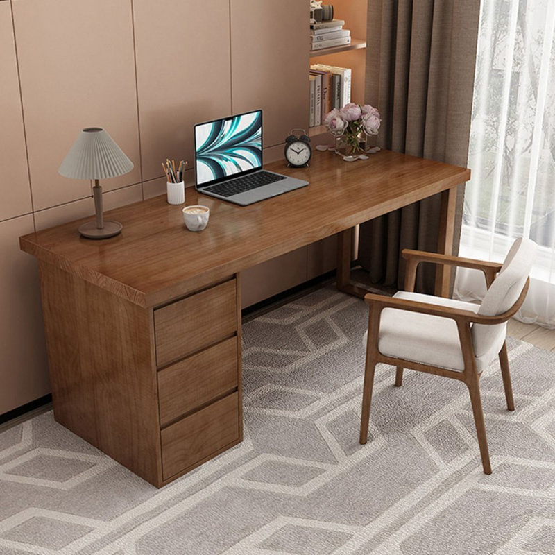 62.99" Nut-brown Rectangular Solid Wood Office Sets