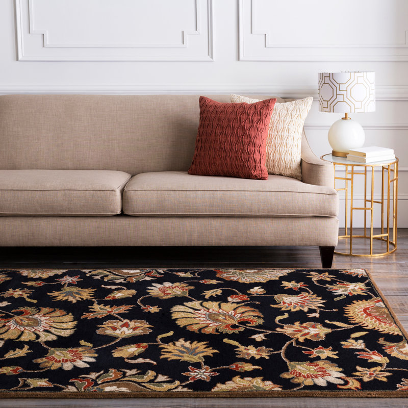 Arnedra Hand Tufted Wool Floral Indoor Rug, Rectangle 7'6" x 9'6"