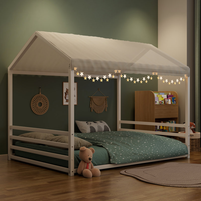 Structure de lit en métal Montessori, Lit simple, Blanc