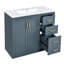 Meuble-lavabo de 36 pouces avec lavabo en céramique, structure en bois massif, charnières à fermeture en douceur, 3 tiroirs, grand espace, look rétro, quincaillerie exquise, conception à rainures, armoire de rangement multifonctionnelle, lavabo,-601872260