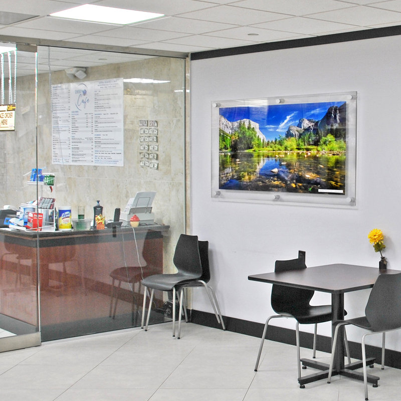 Floating Acrylic Wall Frame with Stand Off Caps: 24" x 36" Graphic Size, Overall Frame Size: 28" x 40"