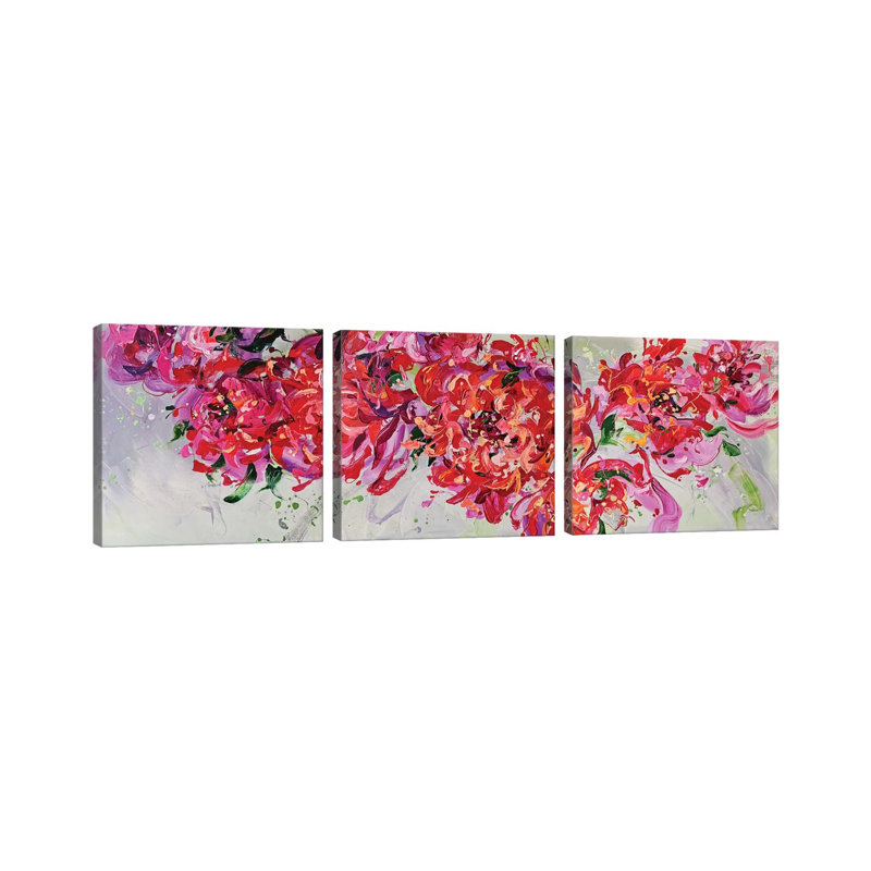 Floral triptyque - ensemble d'art mural sur toile tendue (ensemble de 3)
