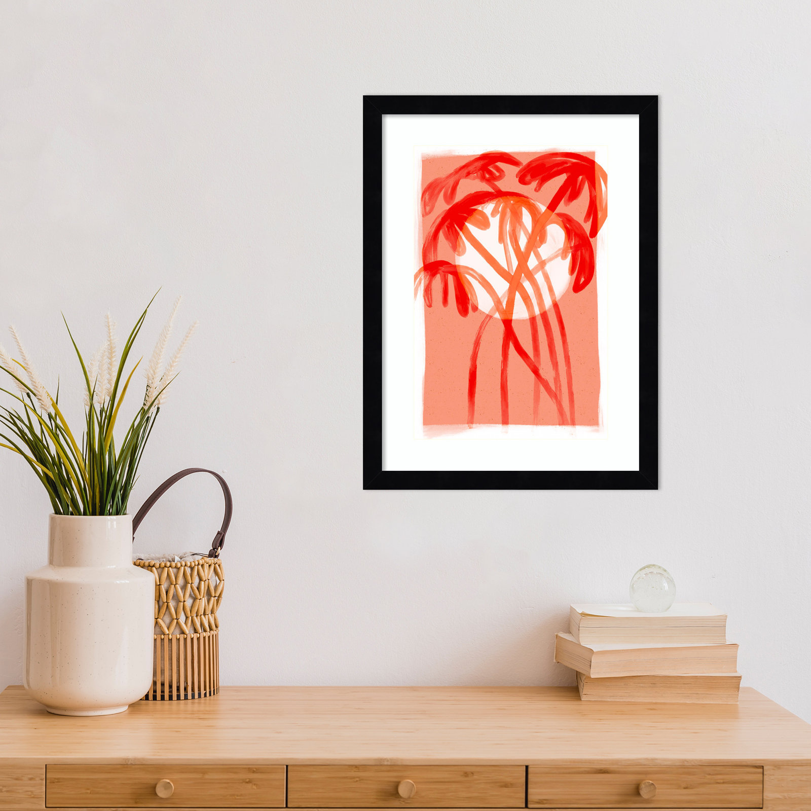 Galya "Palms at Sunset" Print by Treechild, Black, 17" H x 13" W