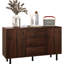 Buffet de salon rustique brun, 3 tiroirs et 2 placards, tablettes réglables pour le vestibule, la cuisine, l'armoire de cuisine avec rangement, tablettes, tiroirs, brun,