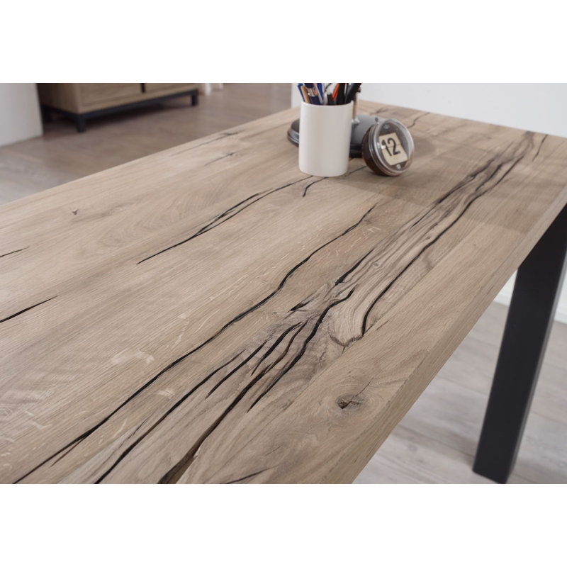 Villanders Solid Wood Writing Desk, Bianco, 76cm H x 220cm W x 55cm D