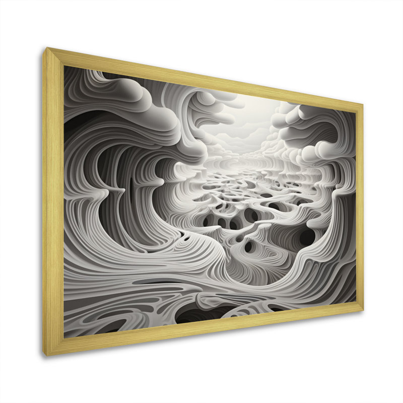 Noir et blanc Opt Monochromes II - impression, Encadrement doré, H 34 po x l 44 po x P 1,5 po