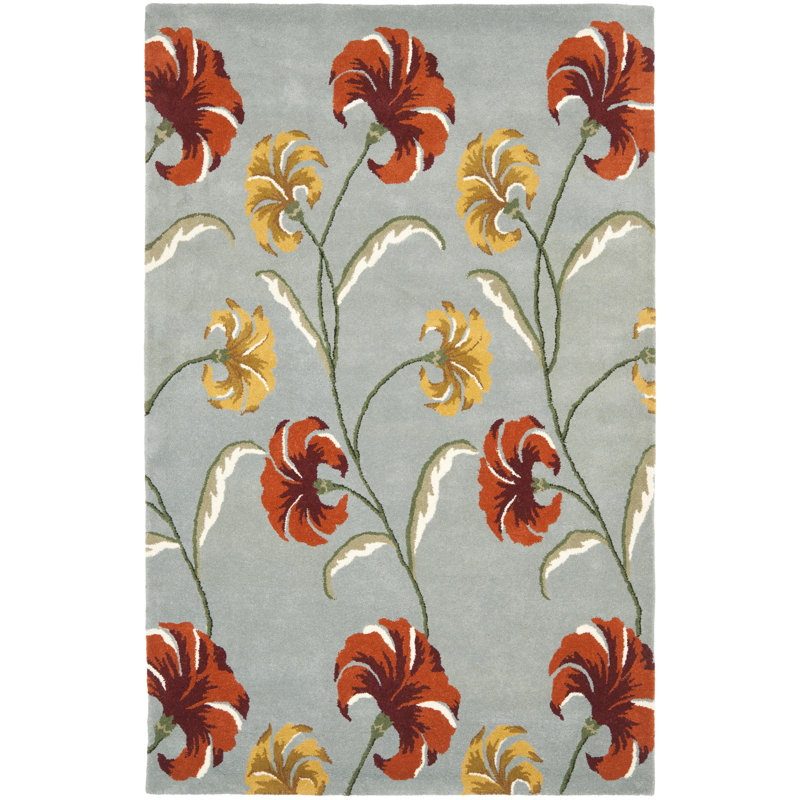 Avayah Soho Hand Tufted Wool And Viscose Floral Rug, Rectangle 5' x 8'