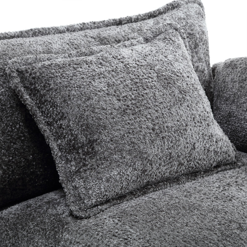 Oversized Sectional Sofa Cloud Couch for Living Room, Modern Chenille L Shaped Couch, Comfy Modular Sofa Sleeper with Moveable Ottoman & Memory Foam