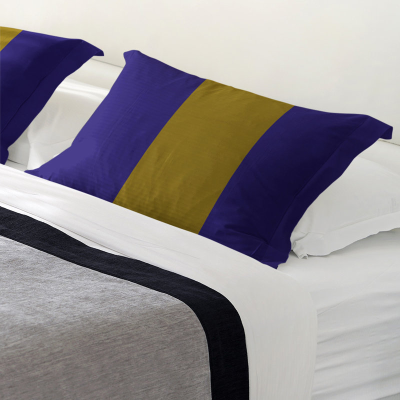 Striped Sham Set, Microfiber, King, Purple/Gold