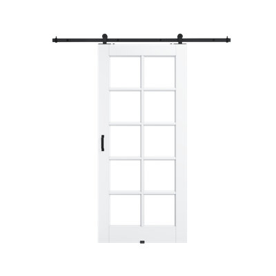 Surface de 24 po x 80 po x 10 po en verre transparent préfini avec toute la quincaillerie de porte de grange