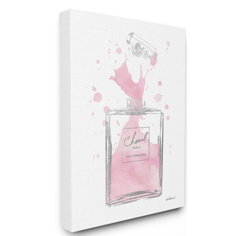 «Fashion Designer Pink Silver Perfume», impression, Toile tendue, H 30 po x l 24 po