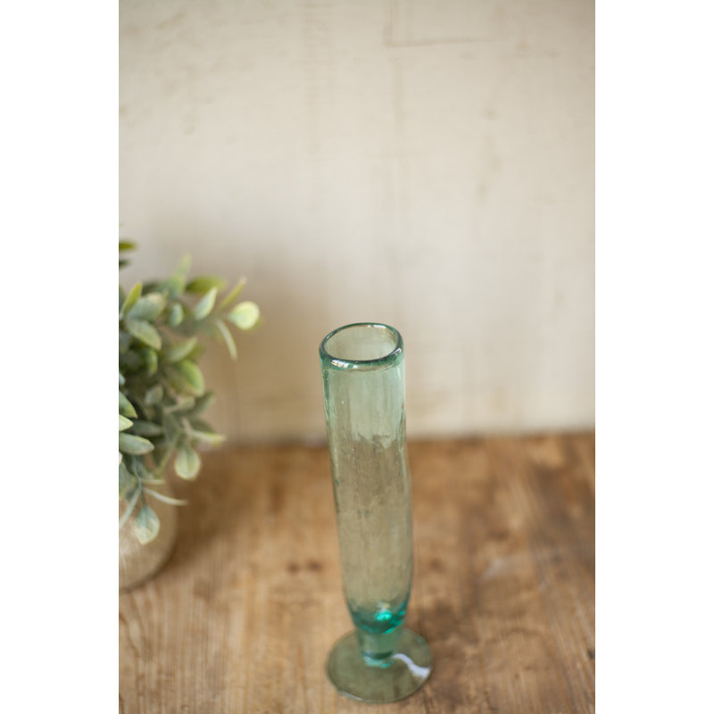 Recycled Glass Champagne Flutes 10"H, Clear Hand-Blown Transparent, Set of 6