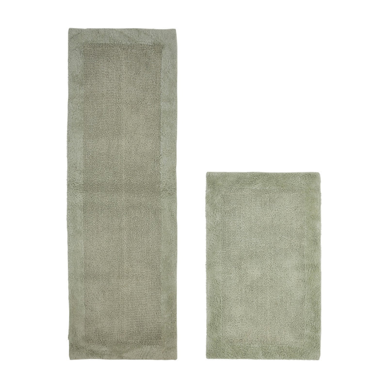 Ensemble de tapis pour salle de bain réversible 100% coton Moriceau 2370 GSM - ultra doux, très absorbant, lavable à la machine, certifié OEKO-TEX, idéal pour la douche, la baignoire et le meuble-lavabo, sauge foncé