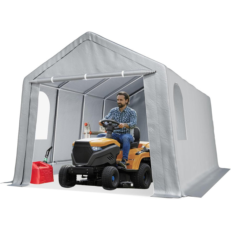 Abri d'auto durable avec abri de rangement et porte à fermeture à glissière, H 103,92 po x l 156 po x P 240 po