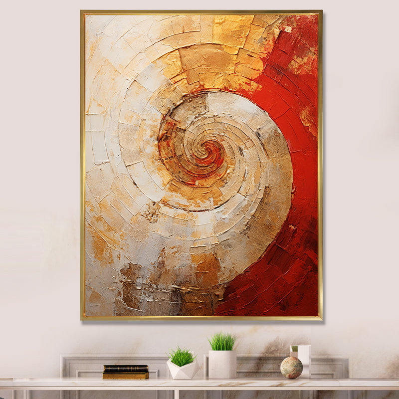 Orchimont - abstrait spirales sur toile_106147, Toile avec cadre flottant or, H 32 po x l 24 po x P 1 po