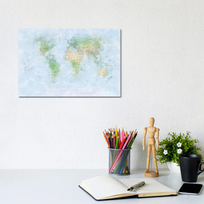 World Map III by Michael Tompsett - Wrapped Canvas Painting