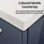 Meuble-lavabo simple bleu marine 24 po X P 22 po - comptoir en marbre de culture et 18 miroirs à fermeture en douceur, grand rangement et teinture - comptoir, miroir, teinture spacieuse à fermeture-784640228