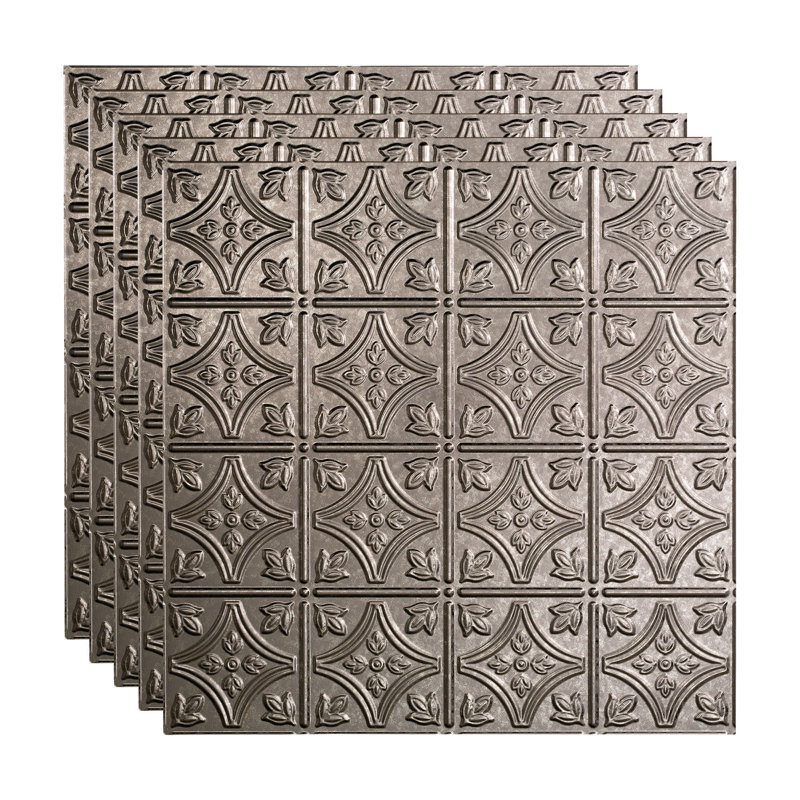 FASÄDE Traditional Style/Pattern 1 Decorative Vinyl 2ft x 2ft Lay in Ceiling Panel, Galvanized Steel