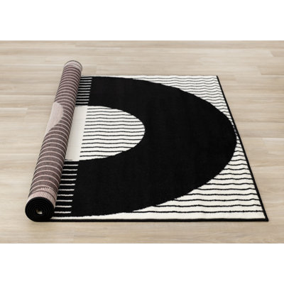 Fresno Black White Contrasting Modern Area Rug