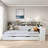 Multifunctional Wooden Daybed With Storage Shelves, Study Desk And Trundle-1806765185-1806765184
