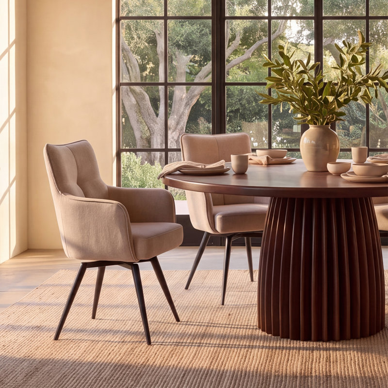 Adelise Swivel Chair Beige, Beige