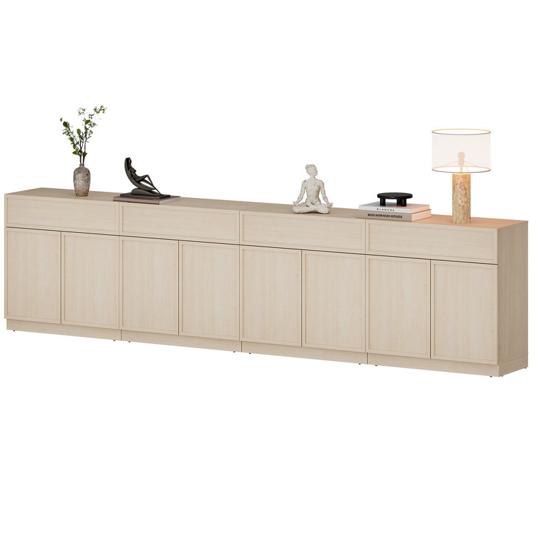Armoire d'appoint moderne avec 8 portes et tiroir, commode d'appoint multifonctionnelle avec grand rangement et tablette réglable