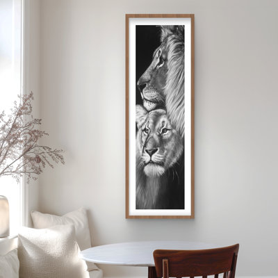 Lion and Lioness Framed Matted Print - Animals Bedroom Decor