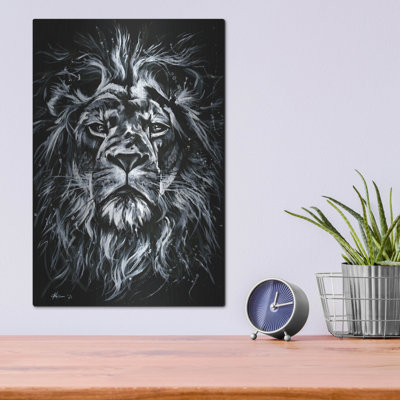 Bungalow Rose 'Monochrome Series Lion' by Lindsay Kivi Metal Wall Art