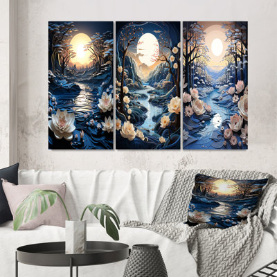 " Winters Reflection Papercut " 3 - Pieces