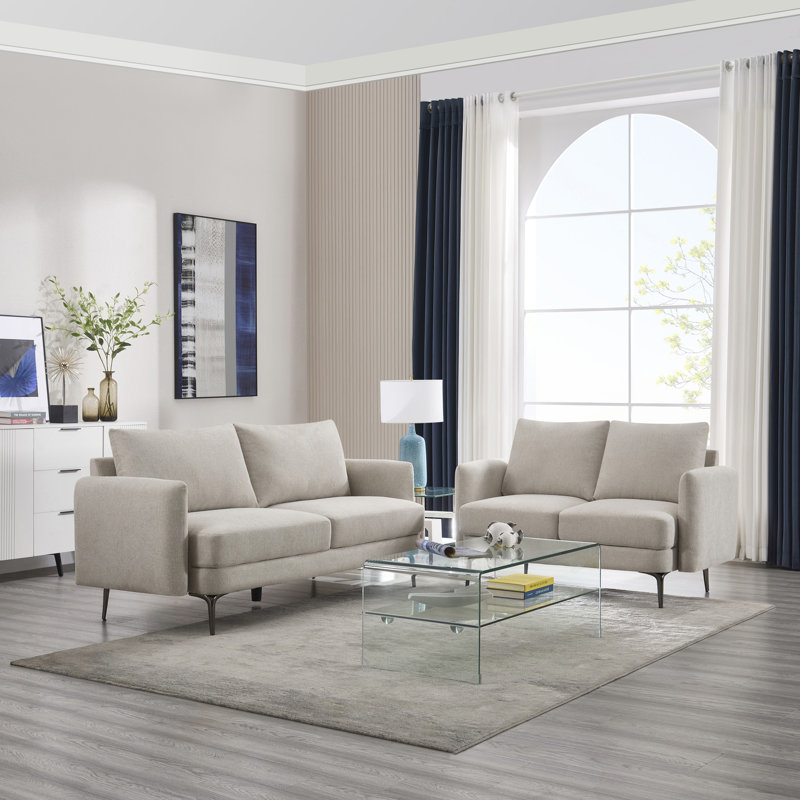 Sofia 2+3 Seater Fabric Sofa Set, Beige