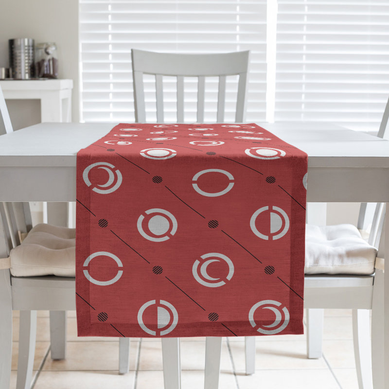 Classic Moon Phases Table Runner, 16" x 90", Red/Black/White