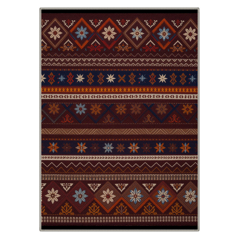 Geometric Floral Machine Washable Mink Brown Indoor Area Rug With Non-Slip Backing, Rectangle 9' x 12'