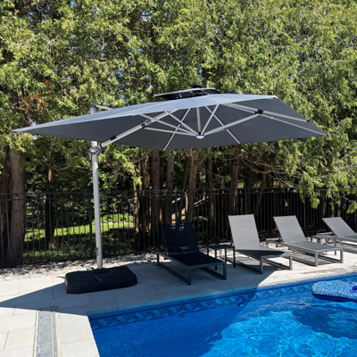 Parasol lumineux rectangulaire en porte-à-faux 9 pi x 12 pi Deluxe
