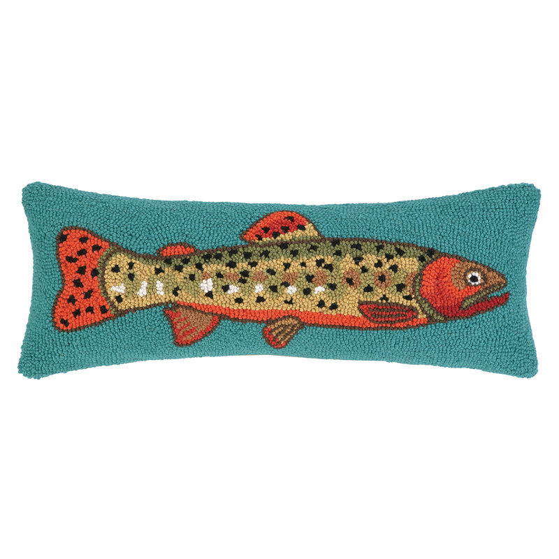 Right Facing Trout Wool Hook Throw Pillow